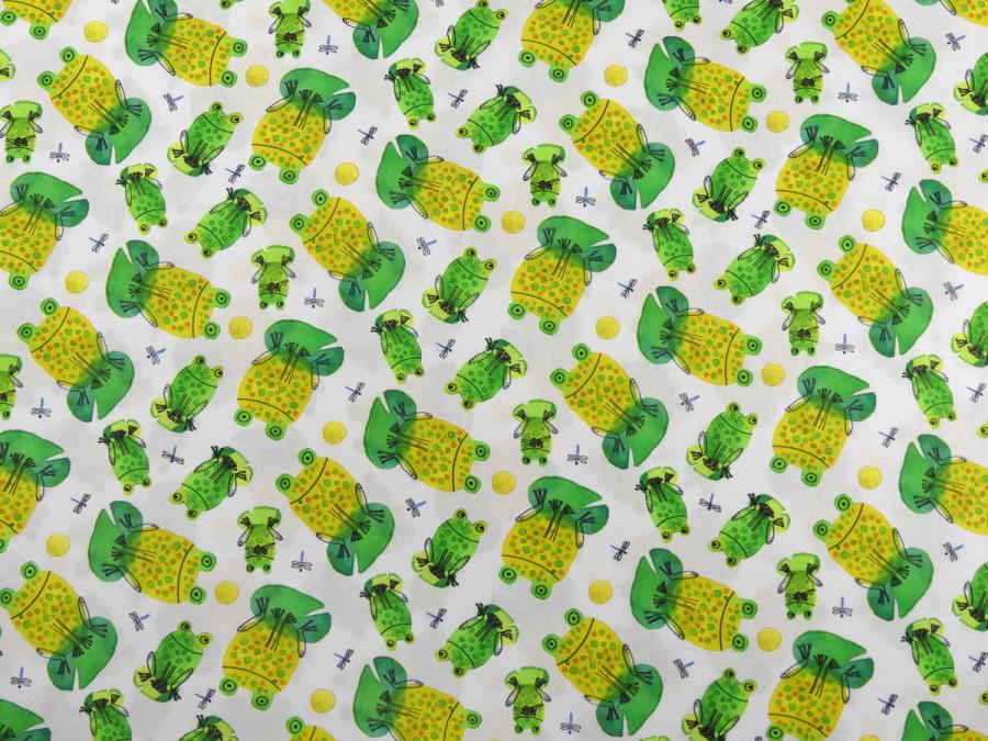 Frogtastic  Frösche grün gelb Patchworkstoff von Benartex